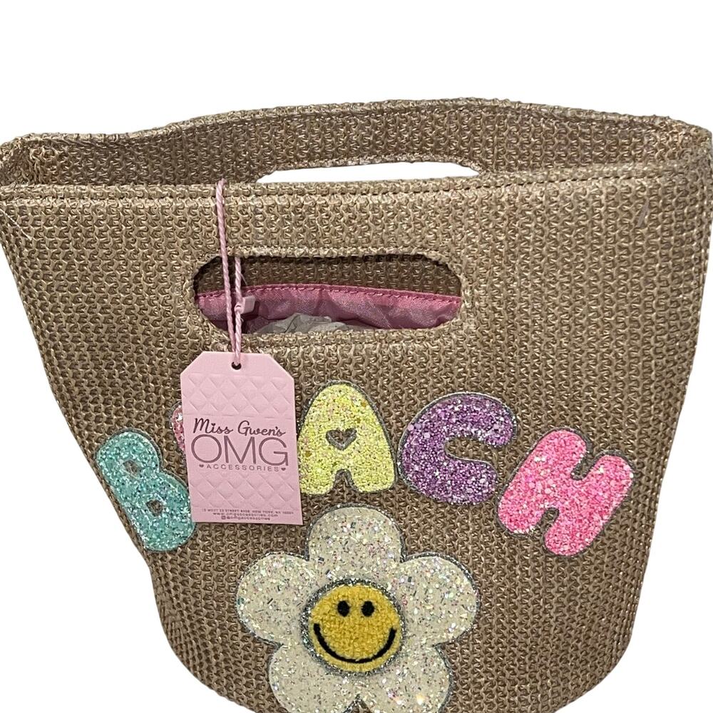 Miss Gwen's Beach Daisy Mini Straw Tote Bag OMG Accessories Glittery Fun Bag